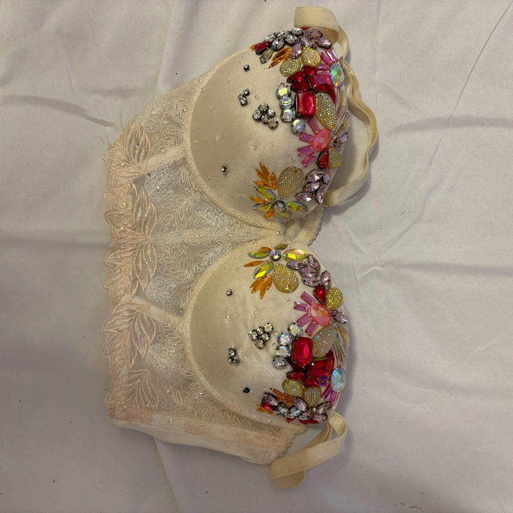 Embellished Cream Lace Bralette